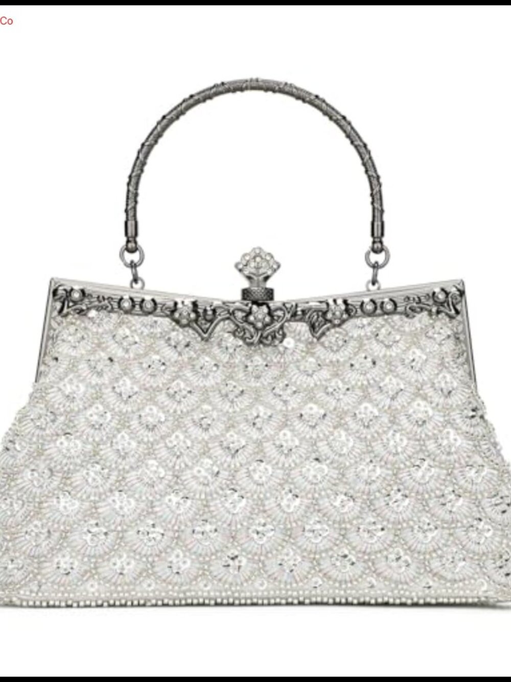 Vintage Floral Beaded Rhinestone Embroidery Clutch Evening Handbag Crossbody